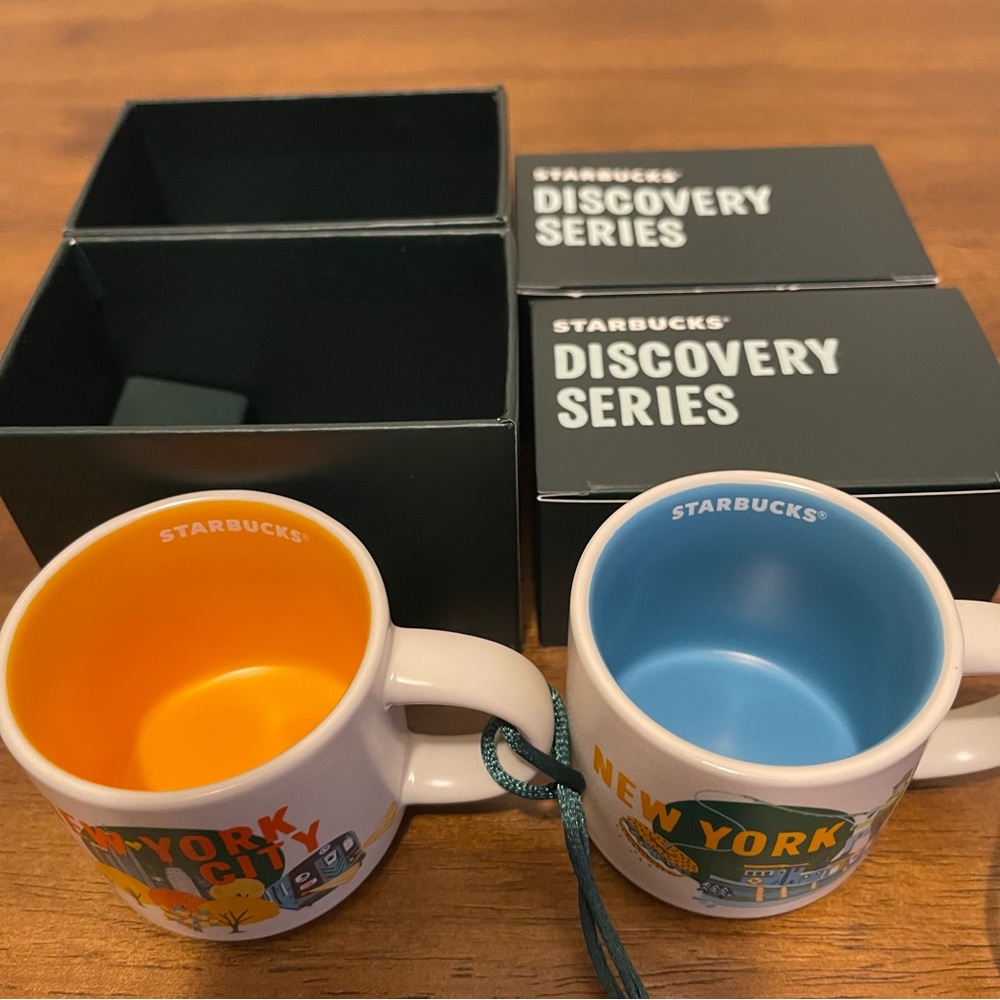 2 Starbucks Discovery Series New York 2oz Mugs orange & yellow NWT - Picture 4 of 4